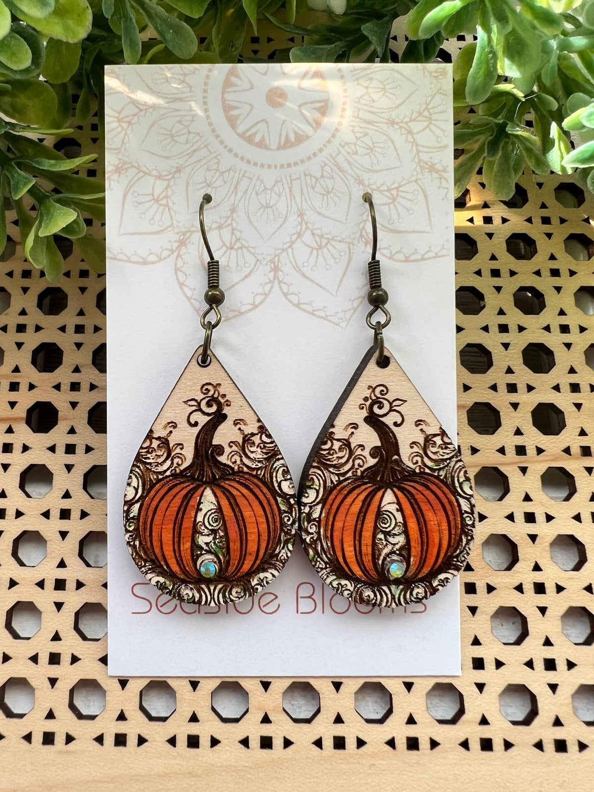 Autumn Spice - Hand Painted Wood Earrings