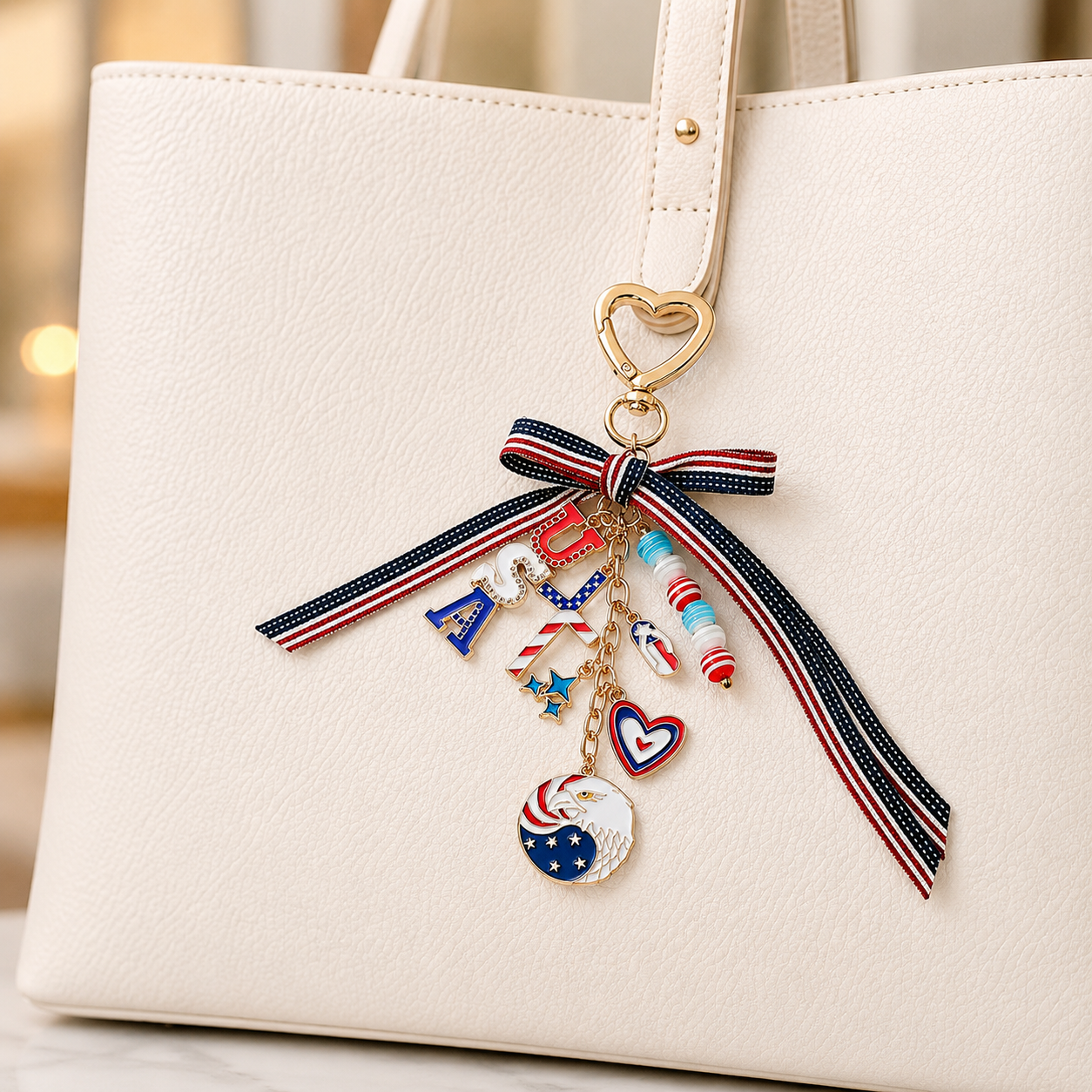 Freedom & Flair USA Flag Drop Keychain Bag Charm