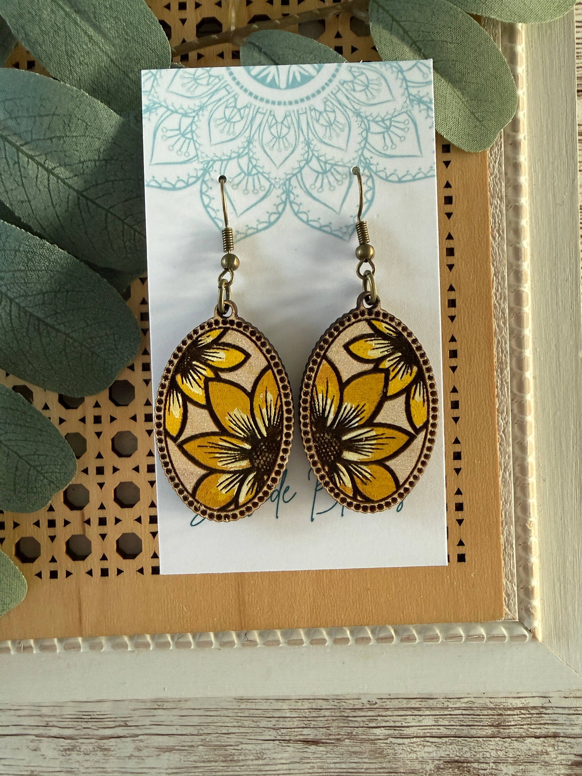 Sunlit Petals - Hand Painted Wood Earrings