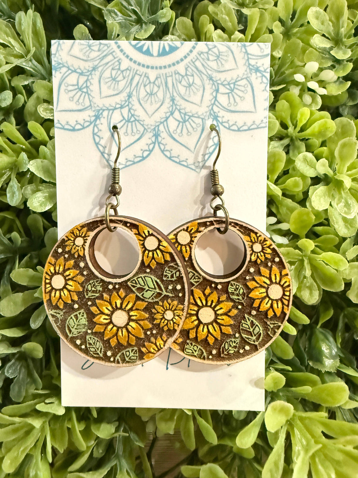 Golden Garden - Hand Painted Wood Earrings