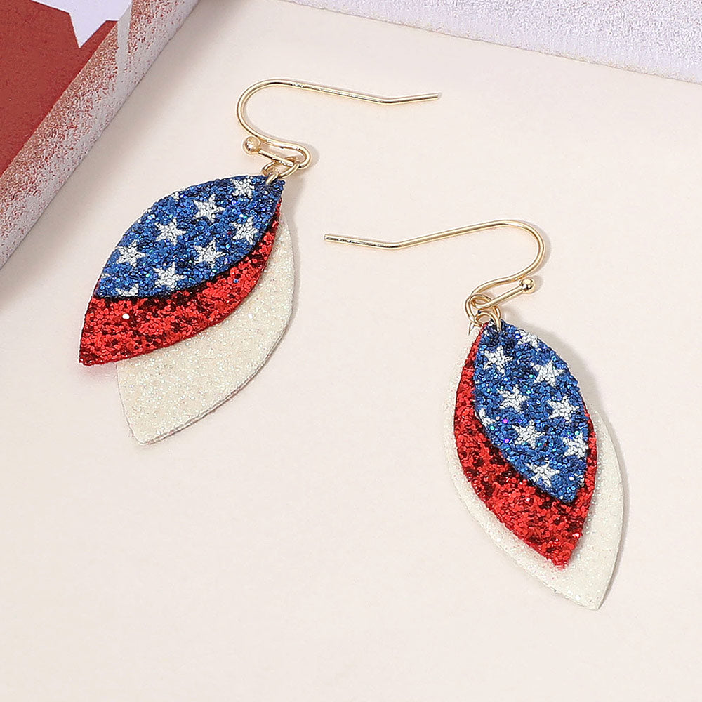 Stars & Sparkles -American Triple Marquise Layered Dangle Earrings