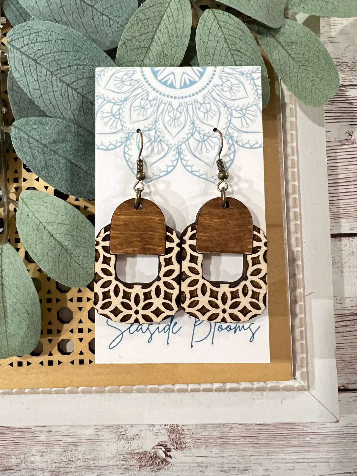 Rattan Rhythm - Hand Painted Wood Earrings