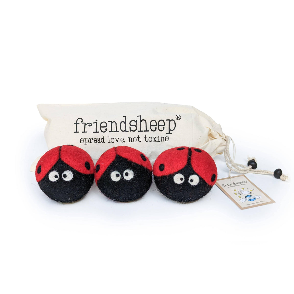 Ladybug Trio Eco Wool Dryer Balls - Set of 3