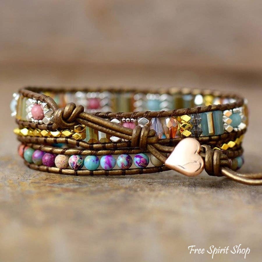 Purple Jasper Bronze Wrap Bracelet