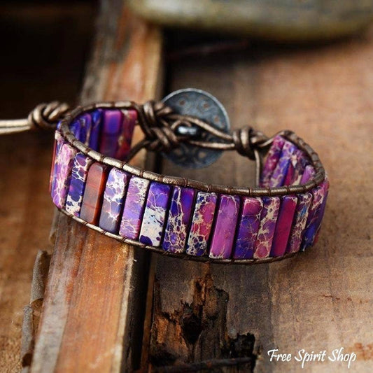 Handmade Purple Jasper Tube Bracelet