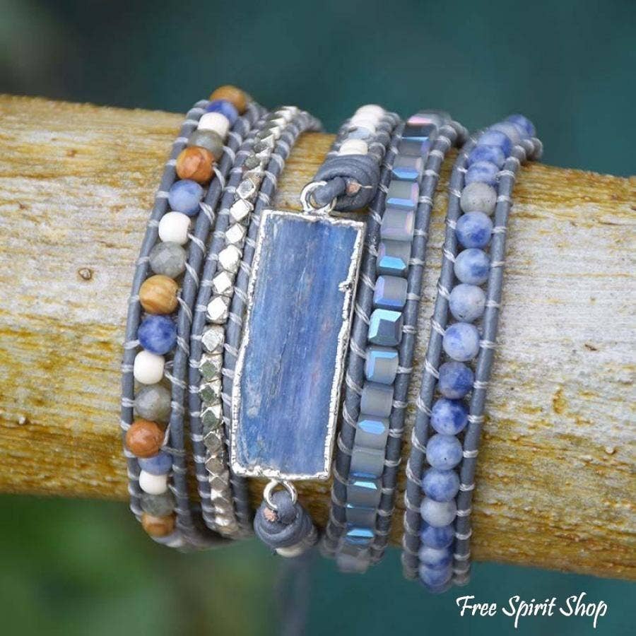 Natural Blue Topaz Sodalite & Howlite Wrap Bracelet