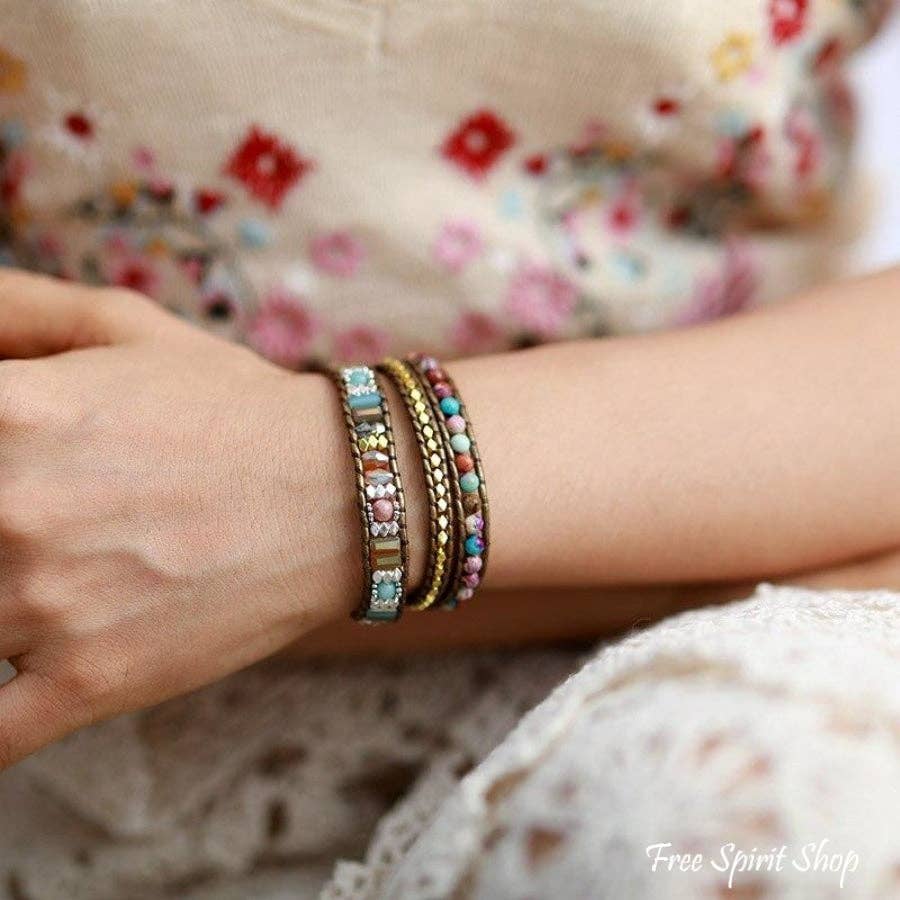 Purple Jasper Bronze Wrap Bracelet
