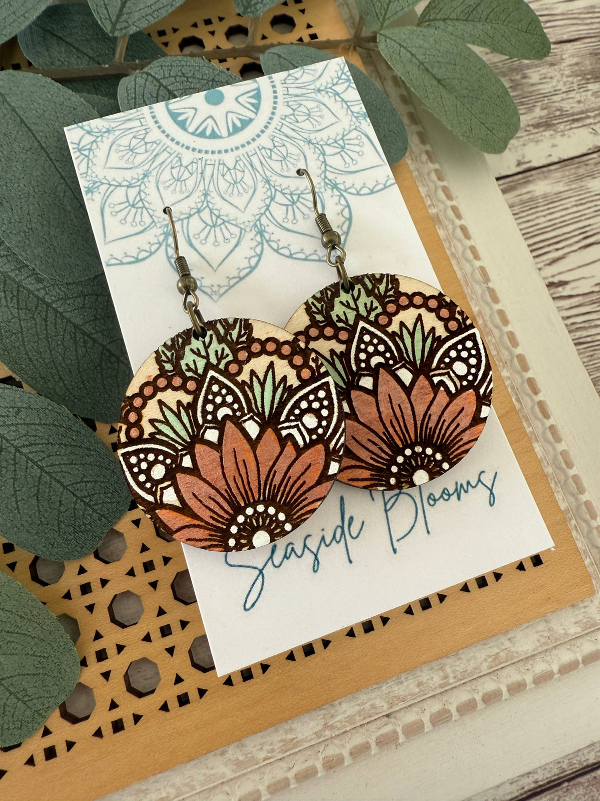 Terracotta Bloom - Hand Painted Earring