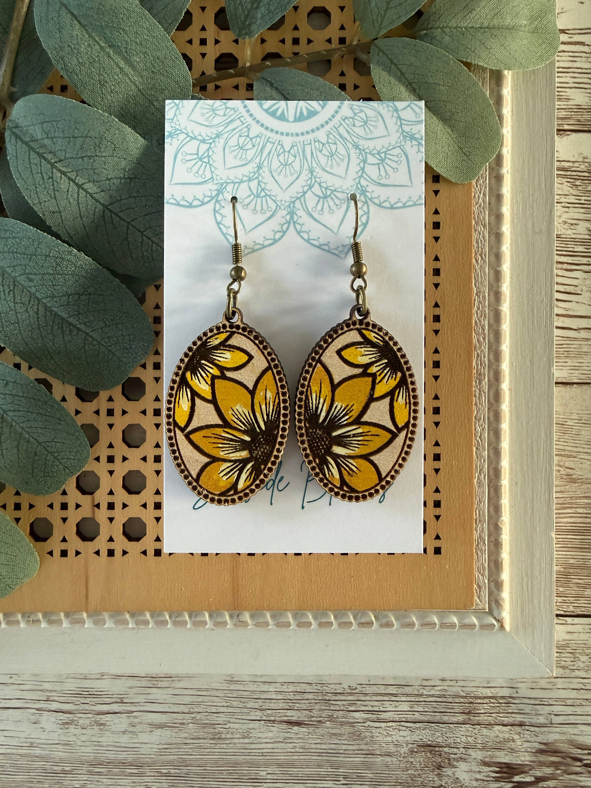 Sunlit Petals - Hand Painted Wood Earrings