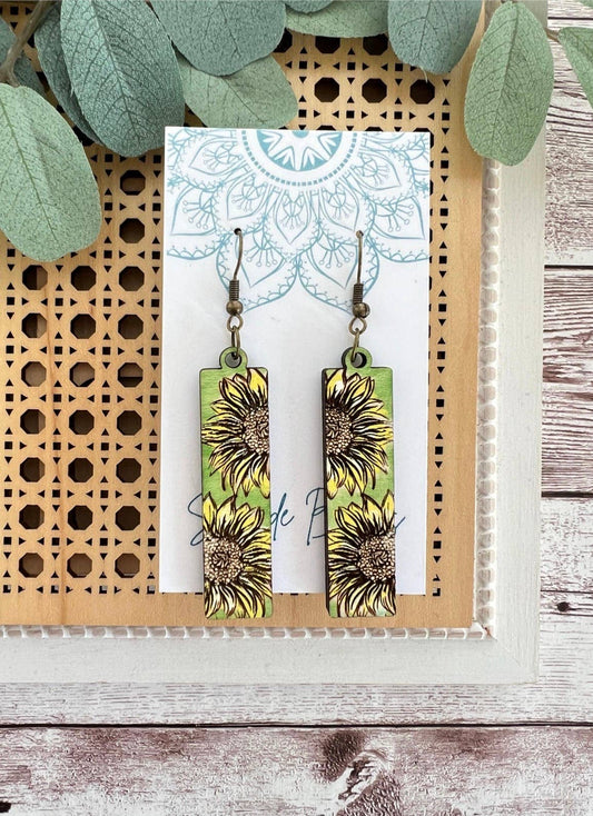 Meadow Sunflower - Hand Painted Wood Earrings