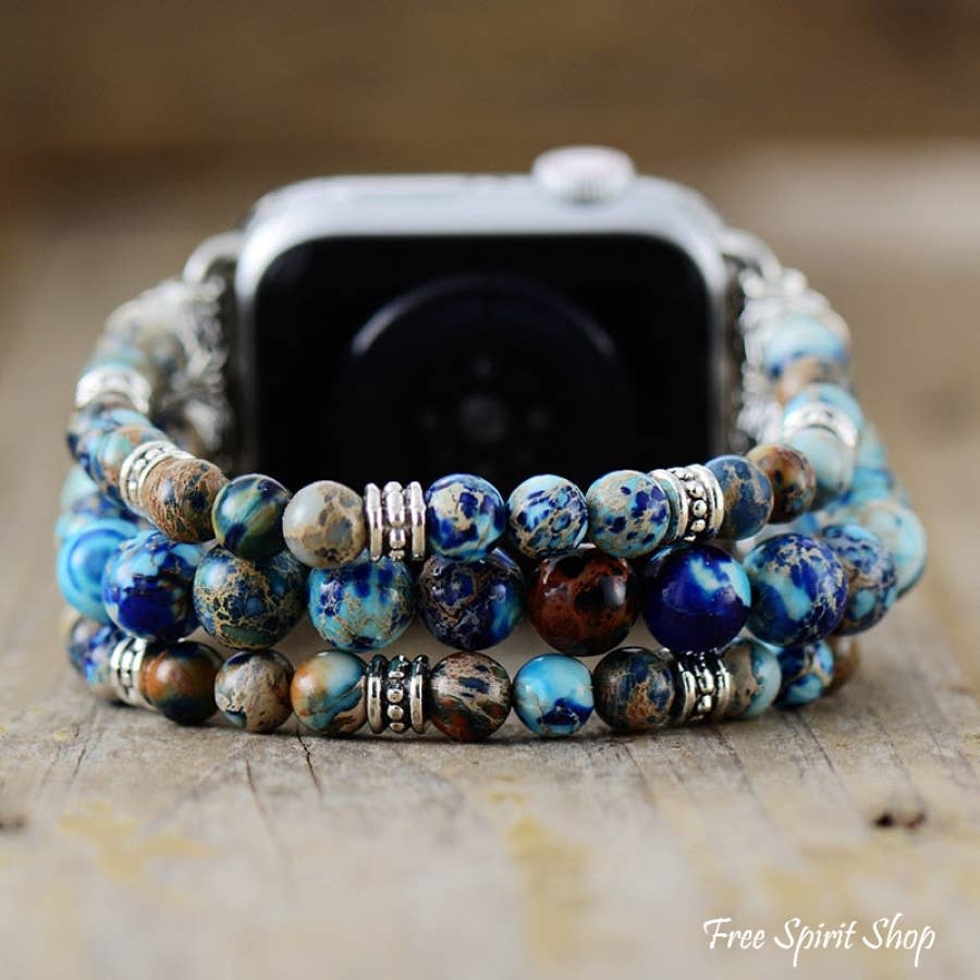 Blue Jasper Bead Stretchable Apple Watch Band
