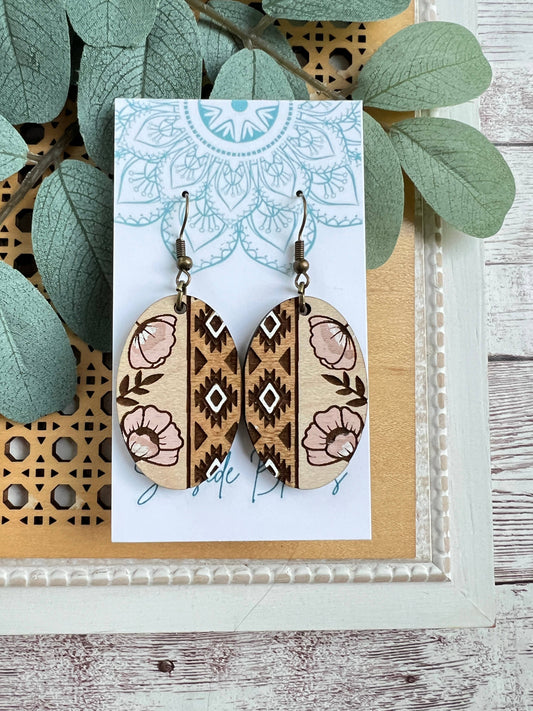 Desert Bloom - Hand Painted Wood Earrings