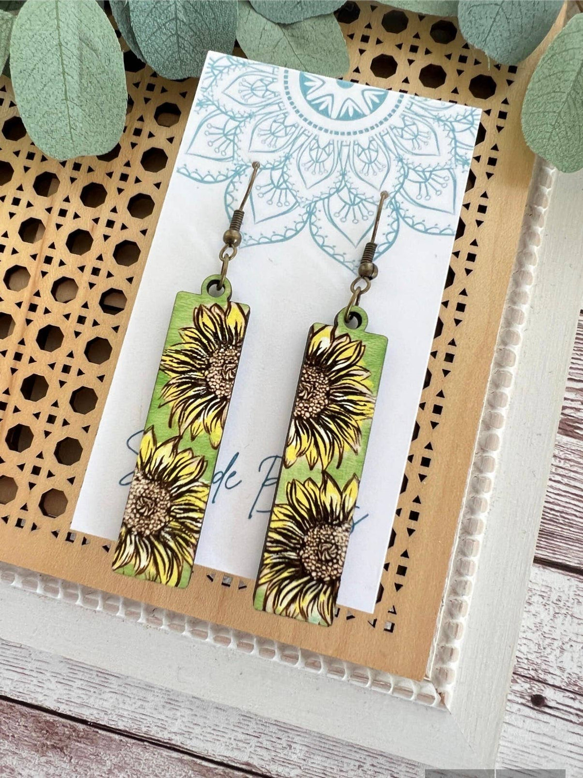 Meadow Sunflower - Hand Painted Wood Earrings