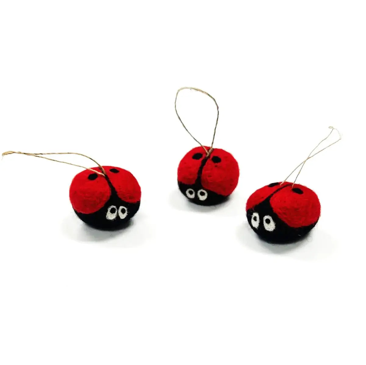 Charmed Ladybug Eco Wool Ornament - Set of 3