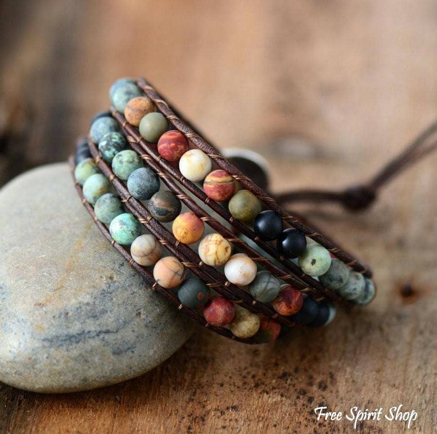 Natural Stone LOVE Wrap Bracelet