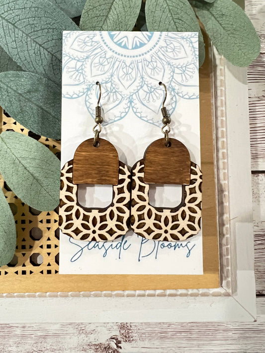 Rattan Rhythm - Hand Painted Wood Earrings