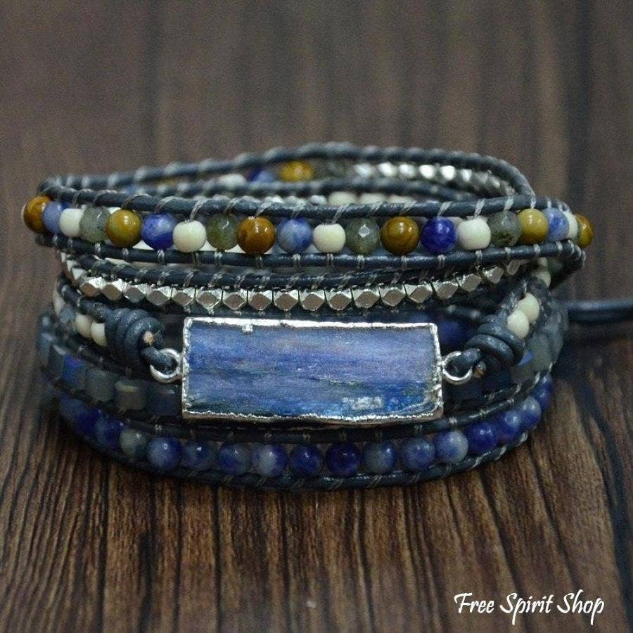 Natural Blue Topaz Sodalite & Howlite Wrap Bracelet
