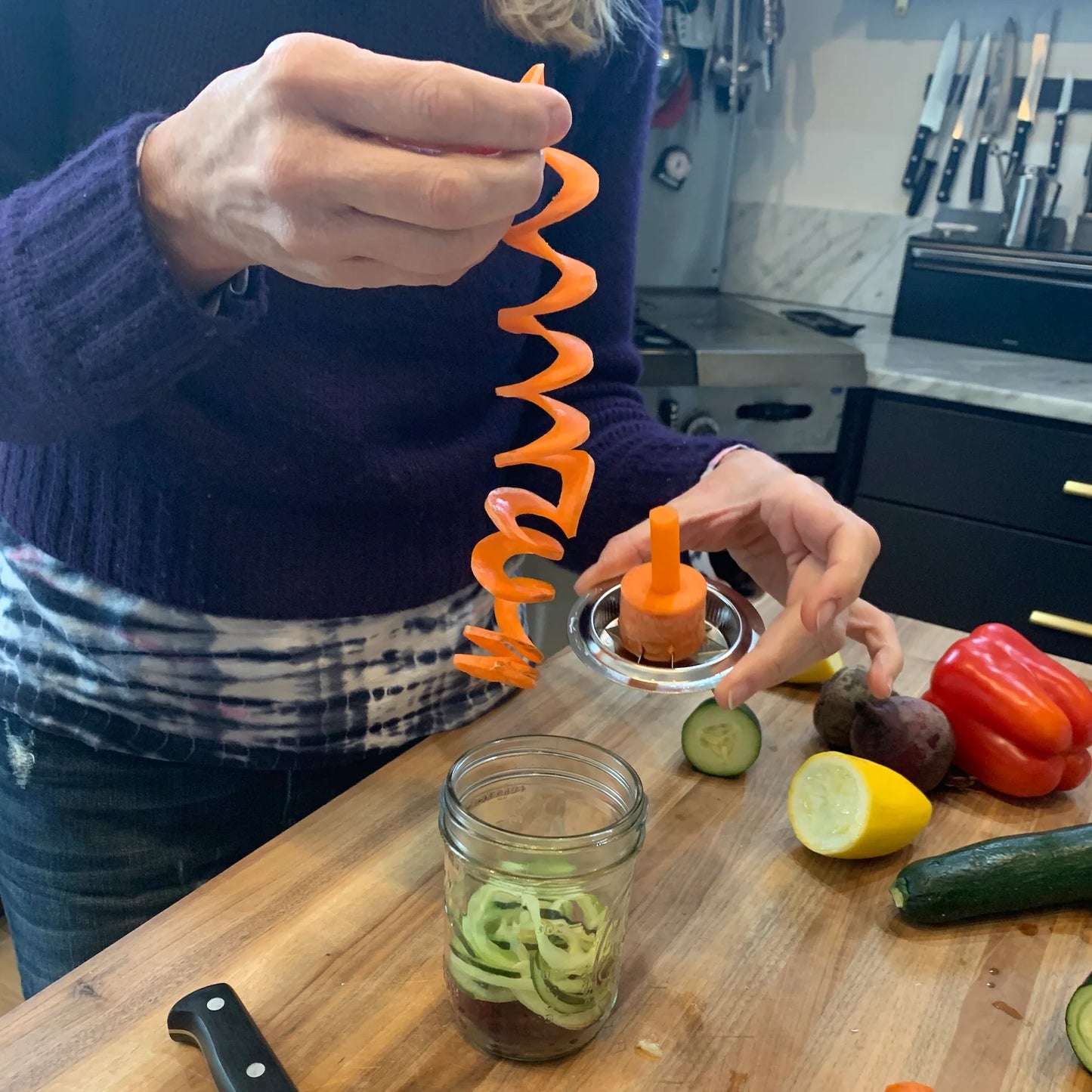 3 in 1 Spiralizer for Wide Mouth Mason Jars, Stainless Steel