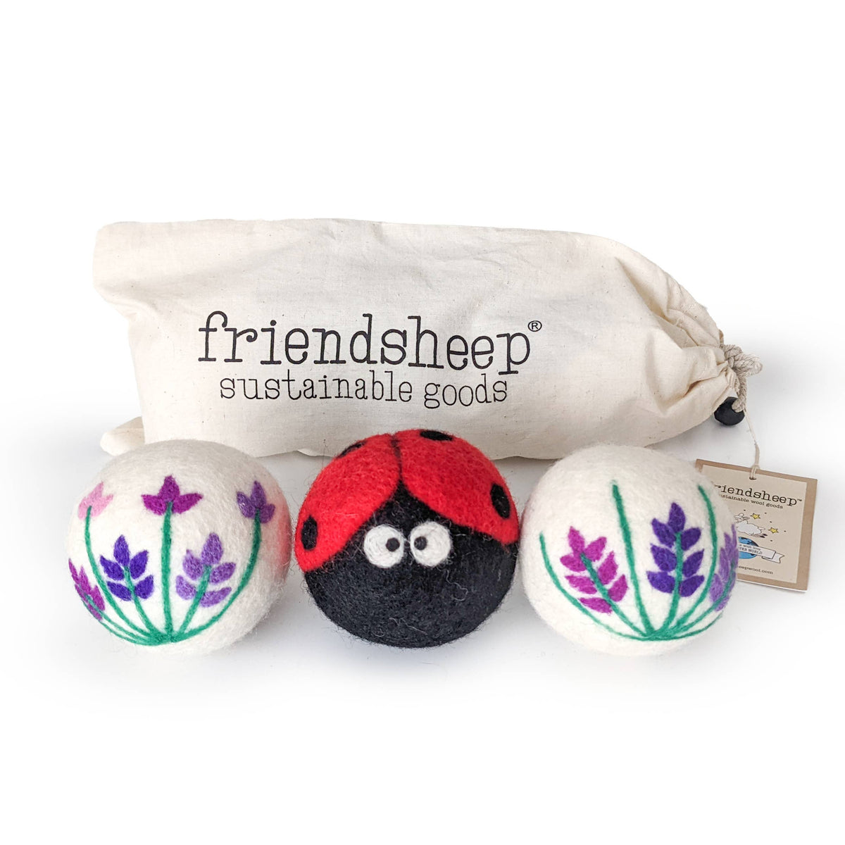 Lavender Fields Eco Wool Dryer Balls - LADYBUG