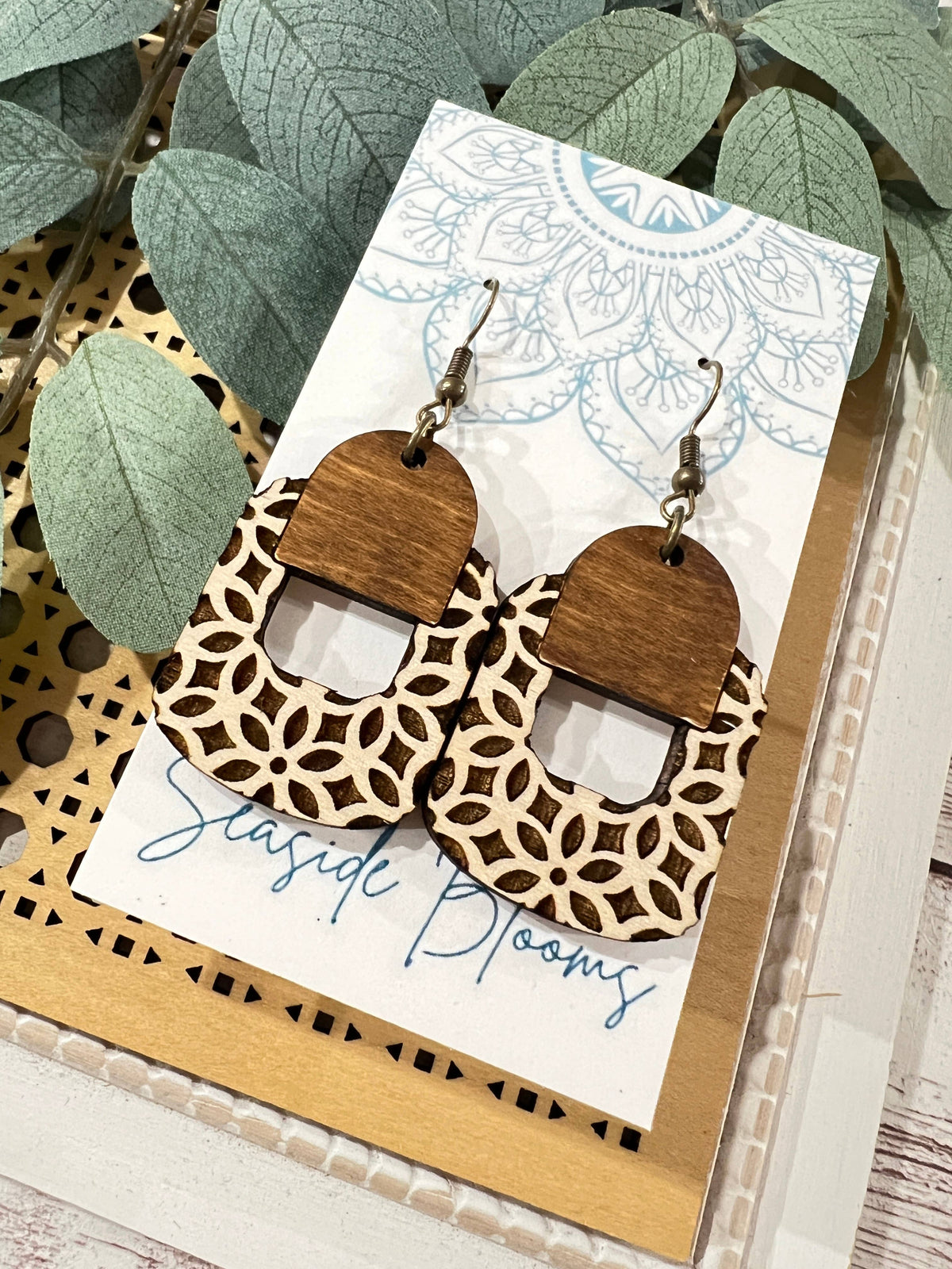 Rattan Rhythm - Hand Painted Wood Earrings
