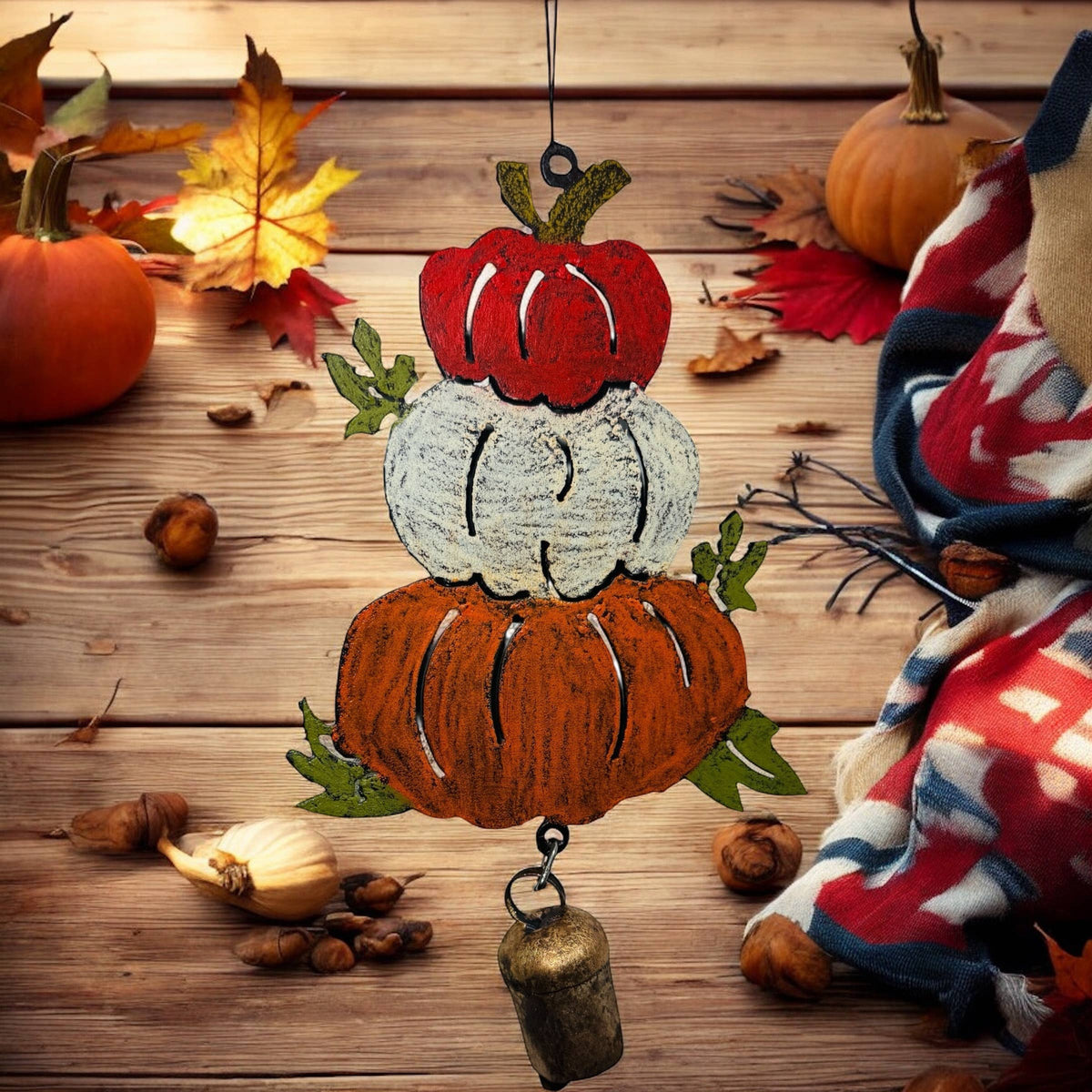 Pumpkin Stack Recycled Metal Wind Chime