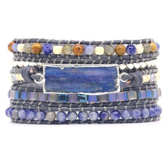 Natural Blue Topaz Sodalite & Howlite Wrap Bracelet