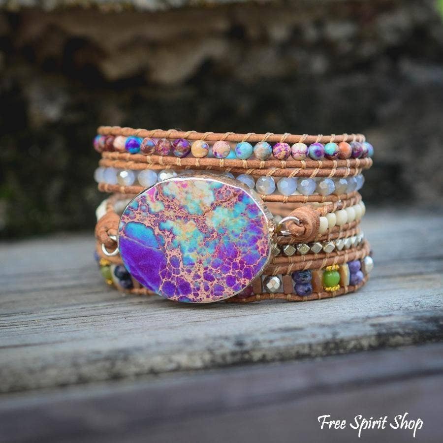 Handmade Purple & Turquoise Jasper Wrap Bracelet
