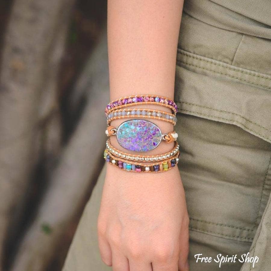 Handmade Purple & Turquoise Jasper Wrap Bracelet