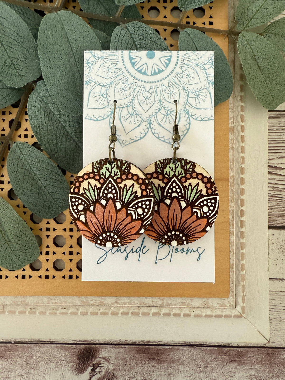Terracotta Bloom - Hand Painted Earring