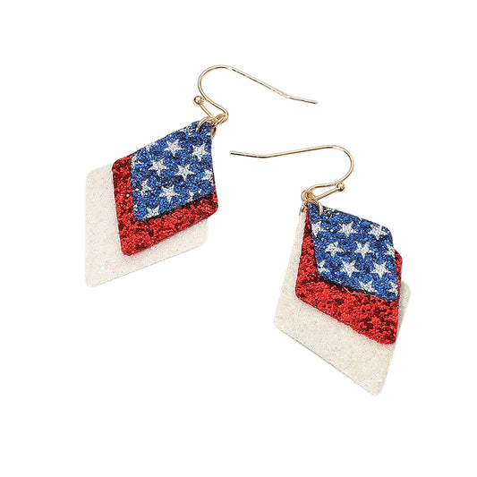 Firecracker Glitter -American Triple Layered Dangle Earrings