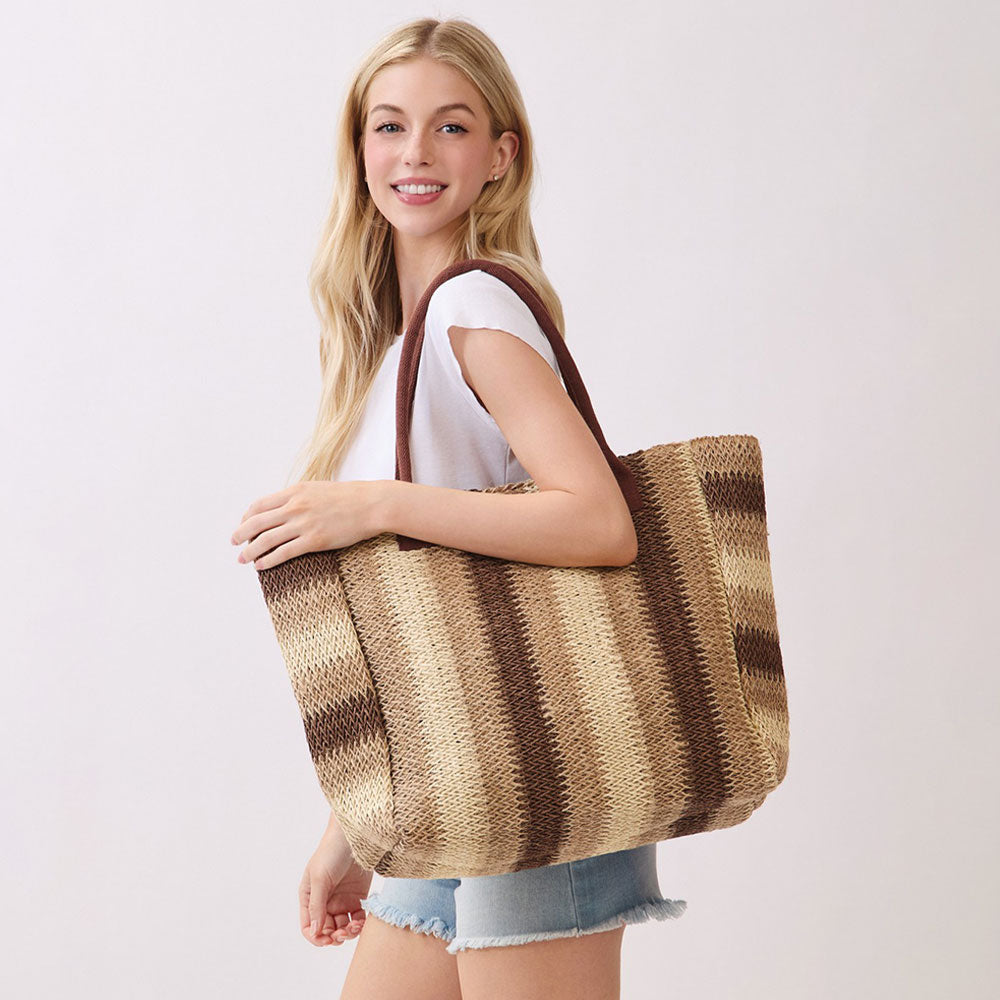 Sandbar Stripes Straw Tote Bag