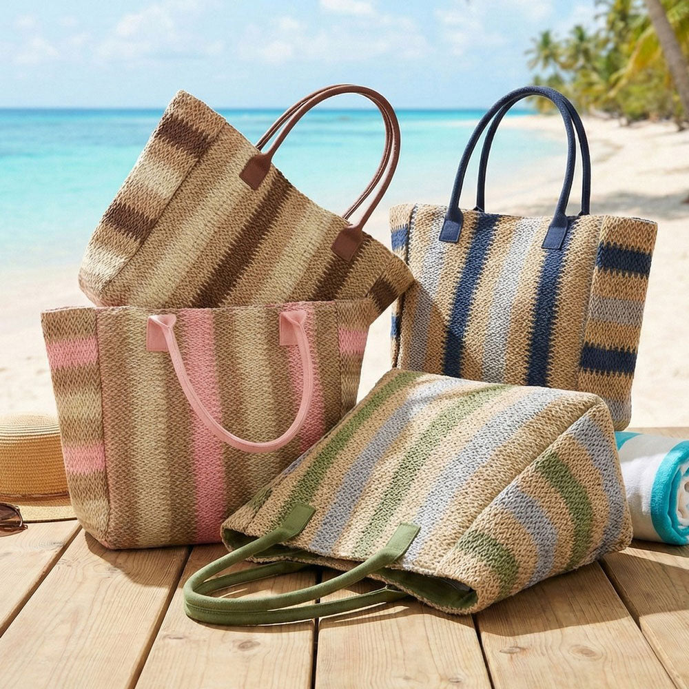 Sandbar Stripes Straw Tote Bag