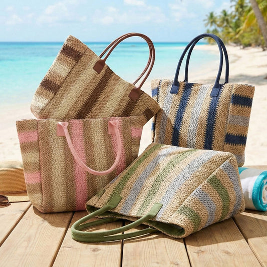 Sandbar Stripes Straw Tote Bag