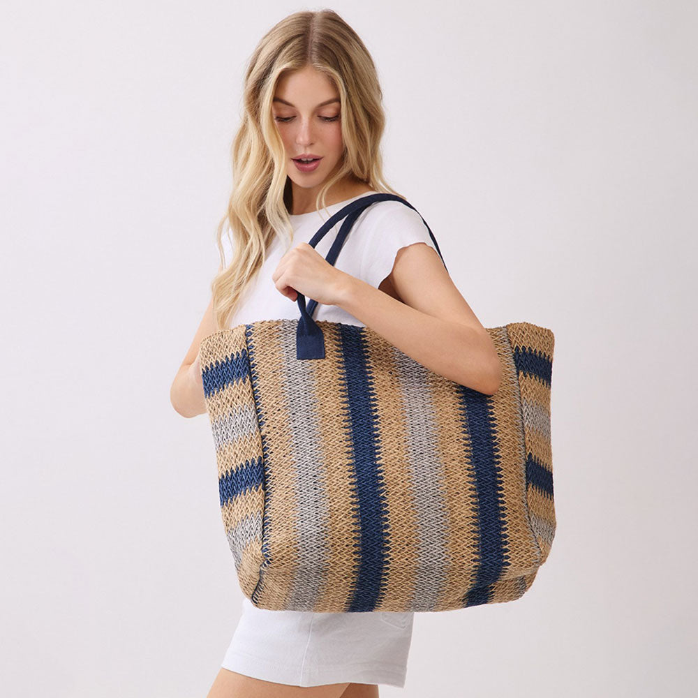 Sandbar Stripes Straw Tote Bag