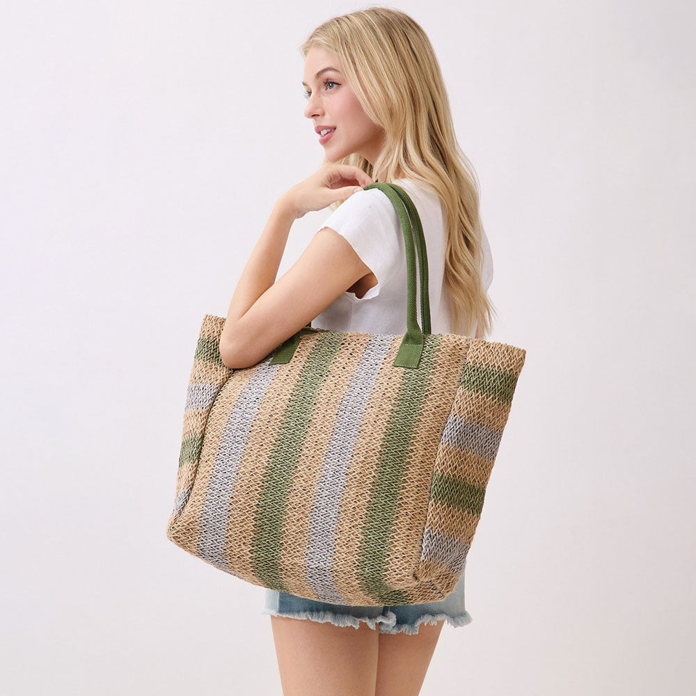 Sandbar Stripes Straw Tote Bag