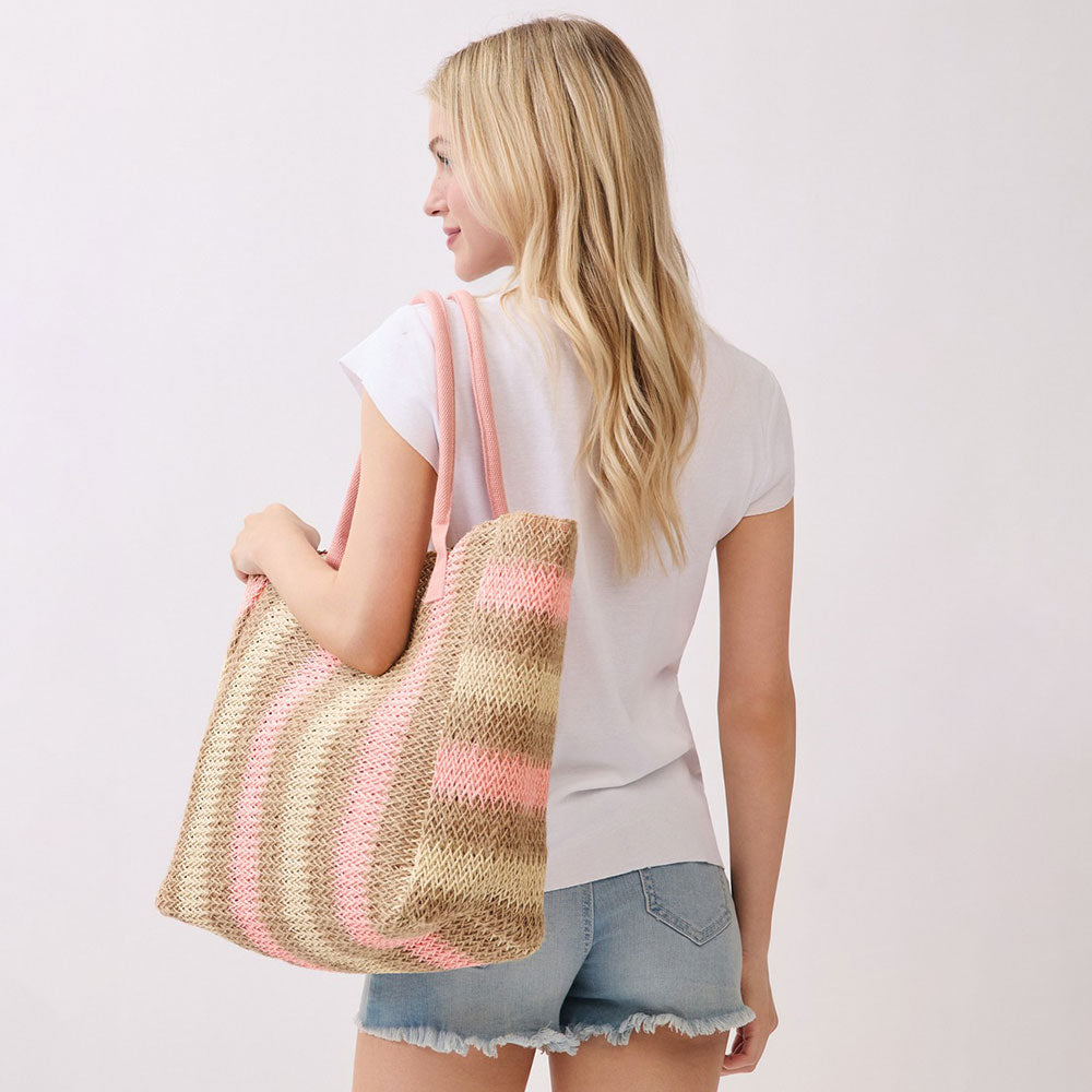 Sandbar Stripes Straw Tote Bag