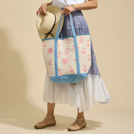 Anchors Away Tote - Blue Handle