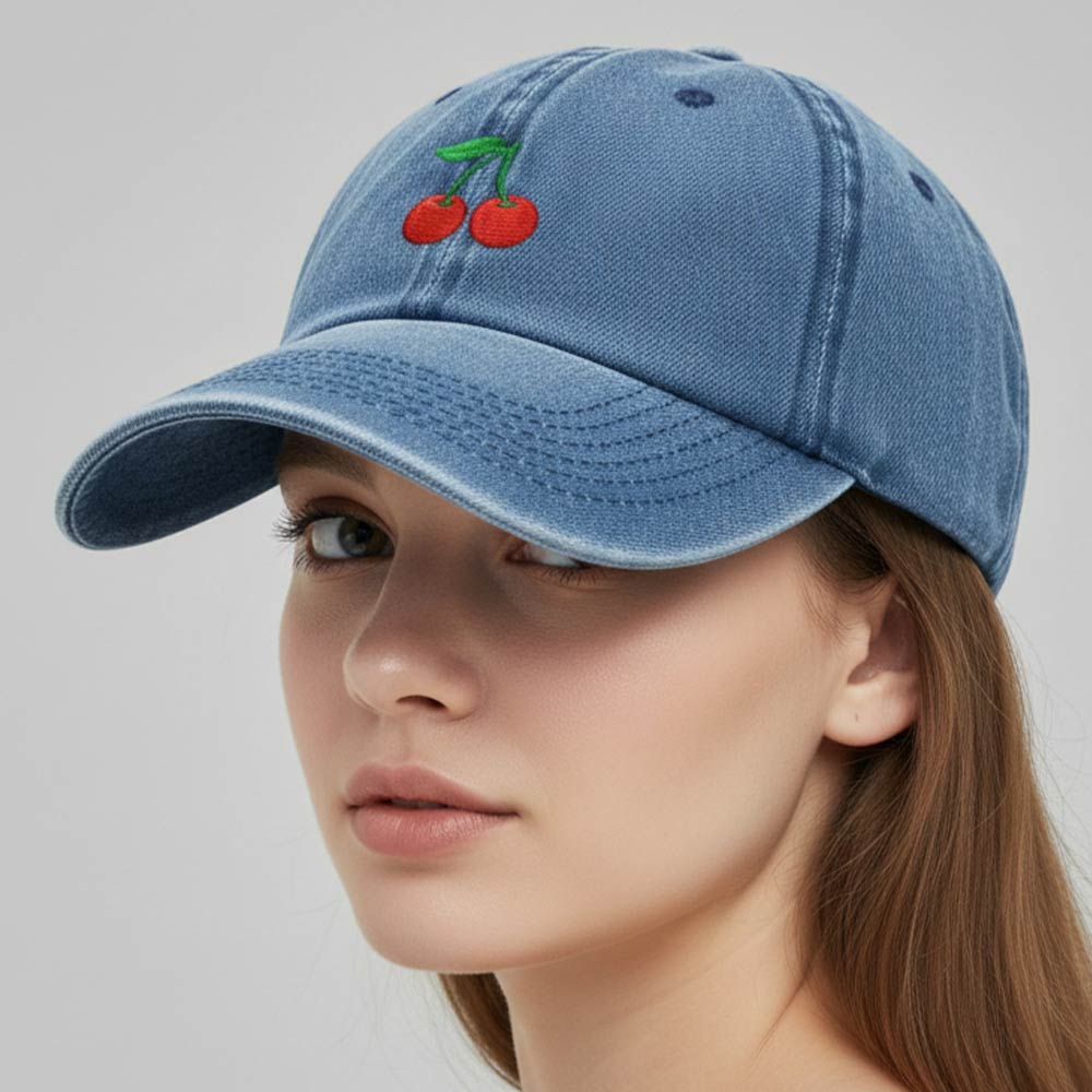 Cherry Crush Denim Baseball Cap