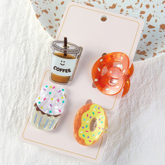 Snack Attack 4PCS Mini Hair Claw Clip Set
