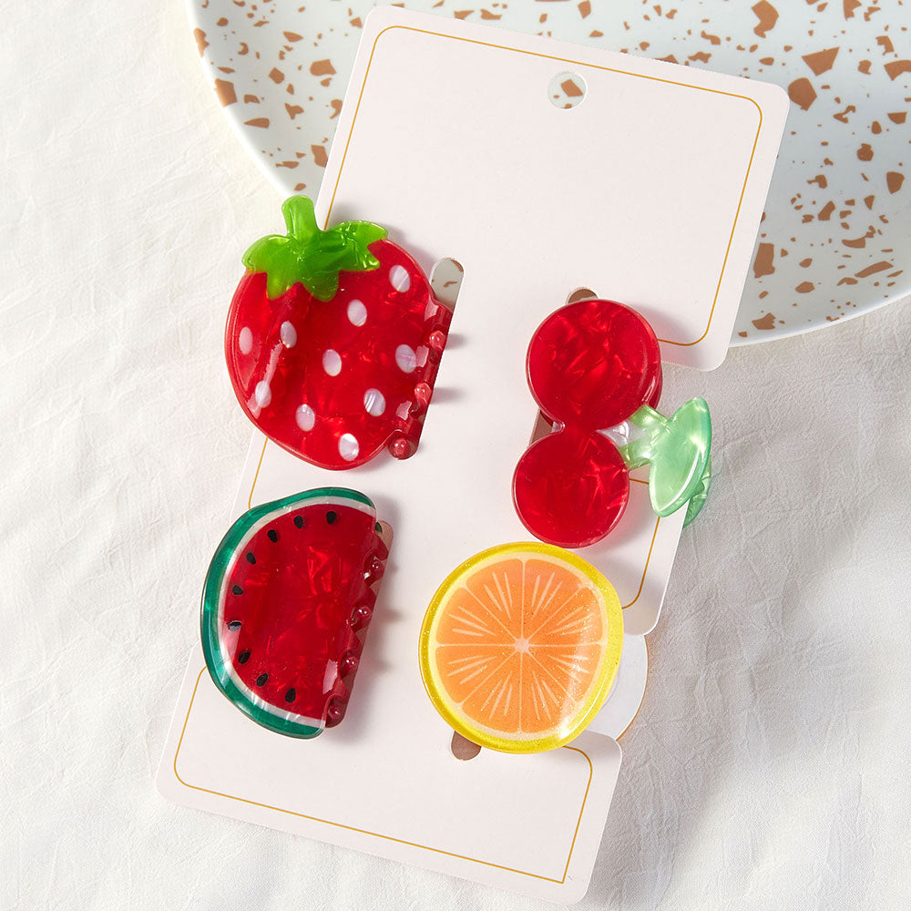 Summer Sweet Fruit - 4PCS Mini Hair Claw Clip Set