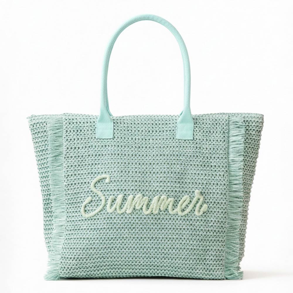 Endless Summer - Woven Straw Fringe Tote Shoulder Bag