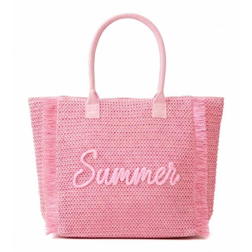 Endless Summer - Woven Straw Fringe Tote Shoulder Bag