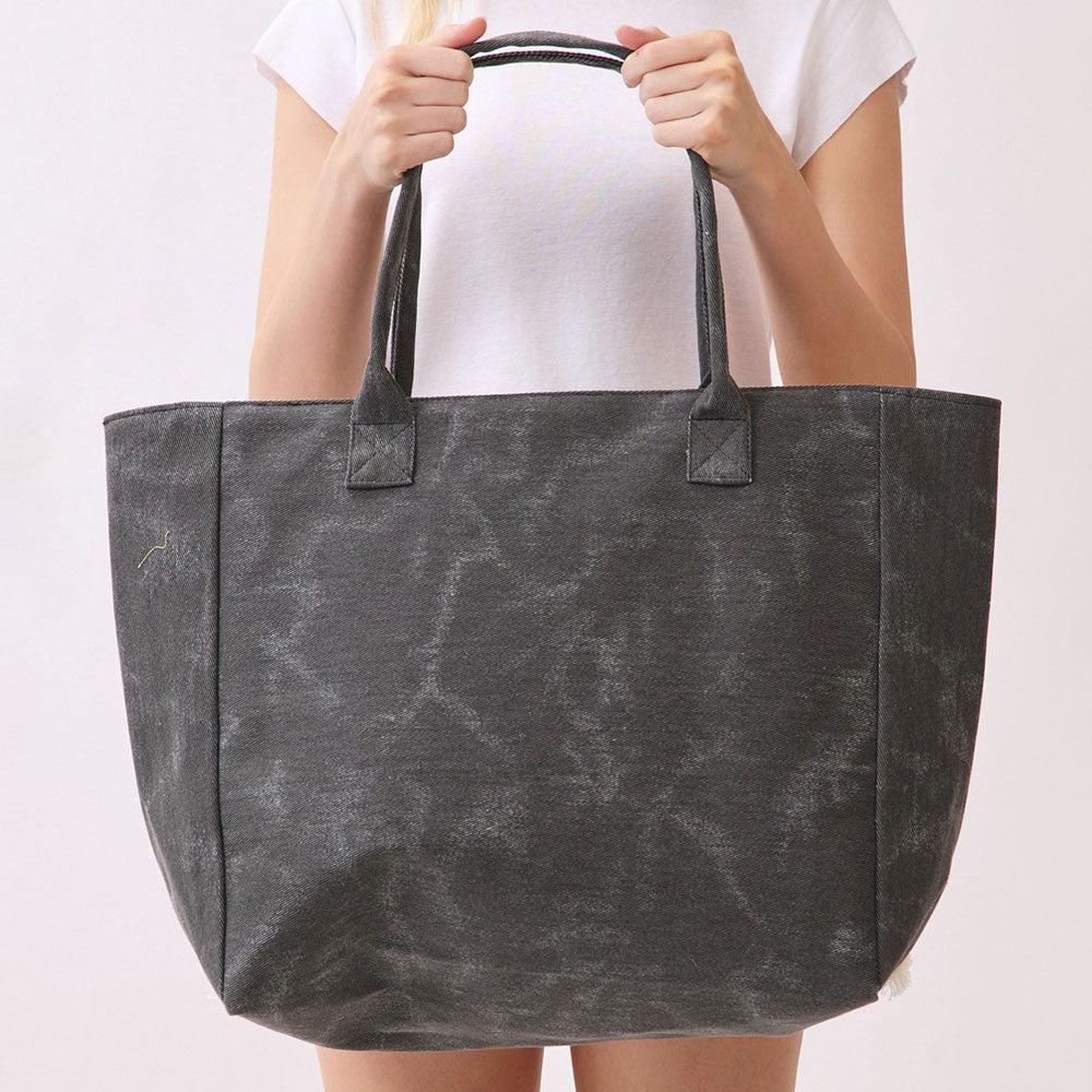 Hello Sunshine Stripe Fringe Tote Bag