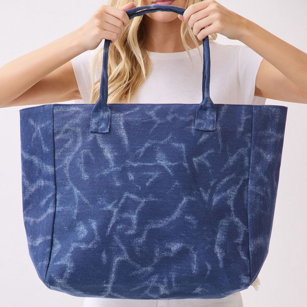 Hello Sunshine Stripe Fringe Tote Bag