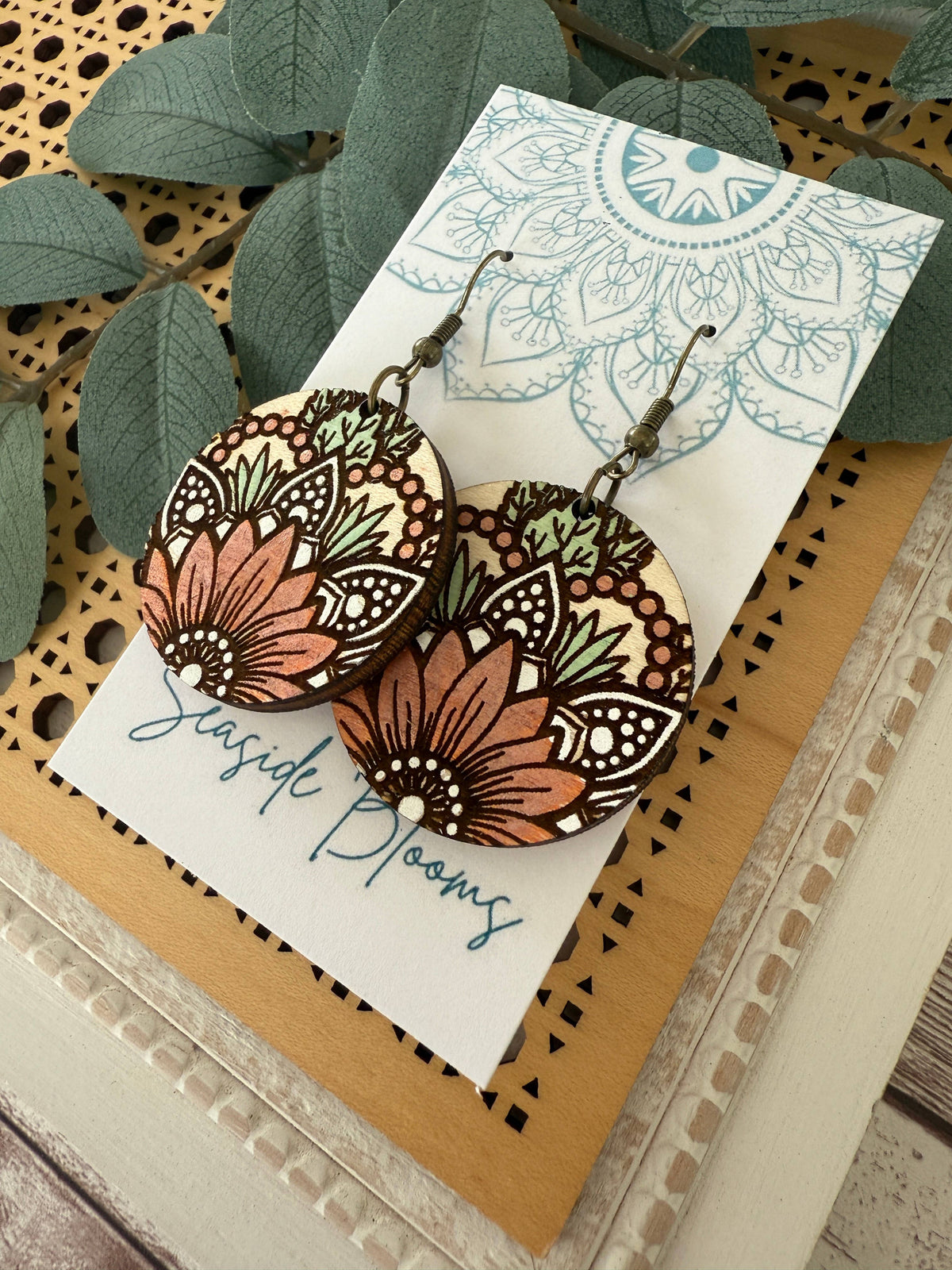 Terracotta Bloom - Hand Painted Earring