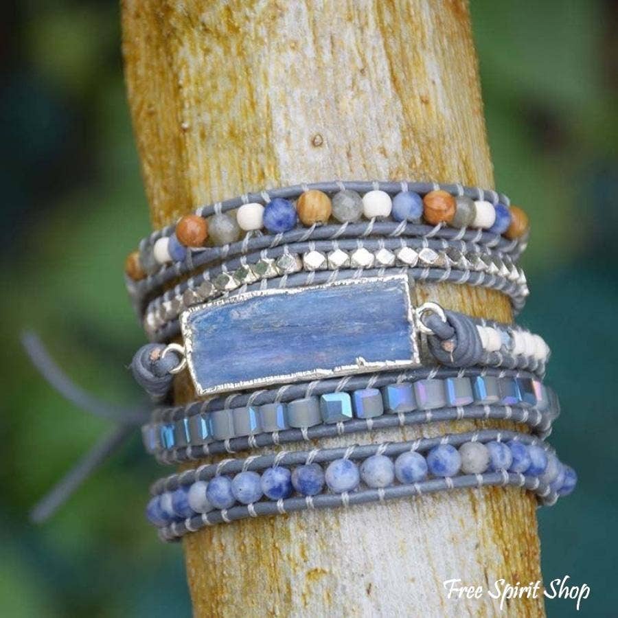 Natural Blue Topaz Sodalite & Howlite Wrap Bracelet