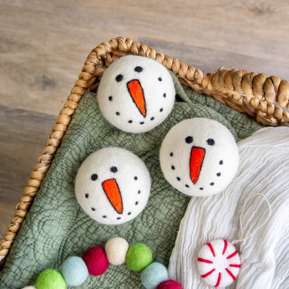 Snowman Trio Eco Wool Dryer Balls