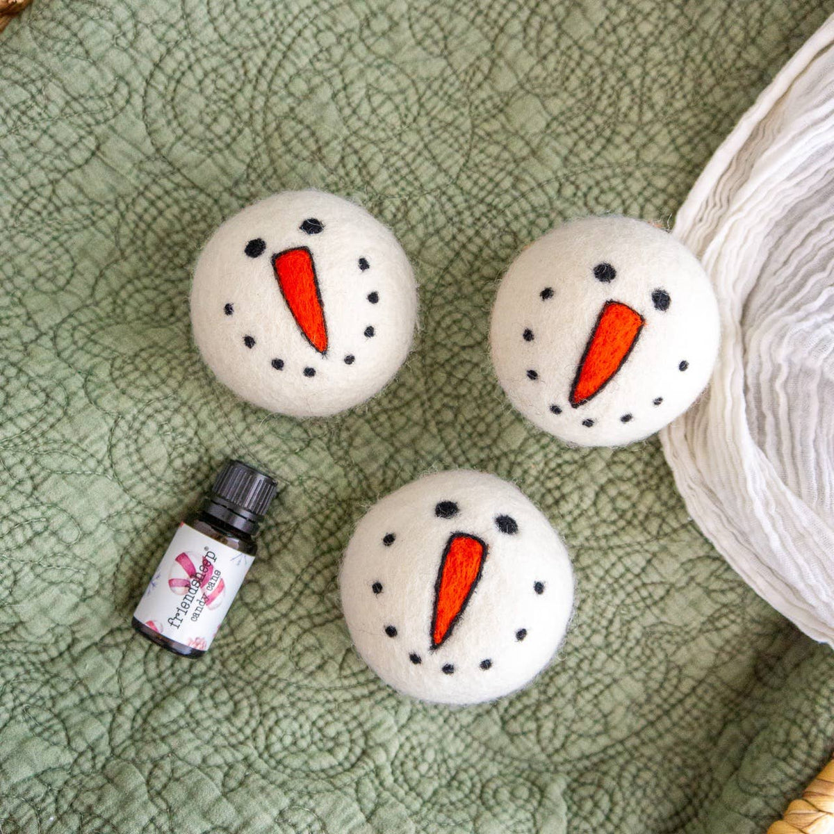 Snowman Trio Eco Wool Dryer Balls