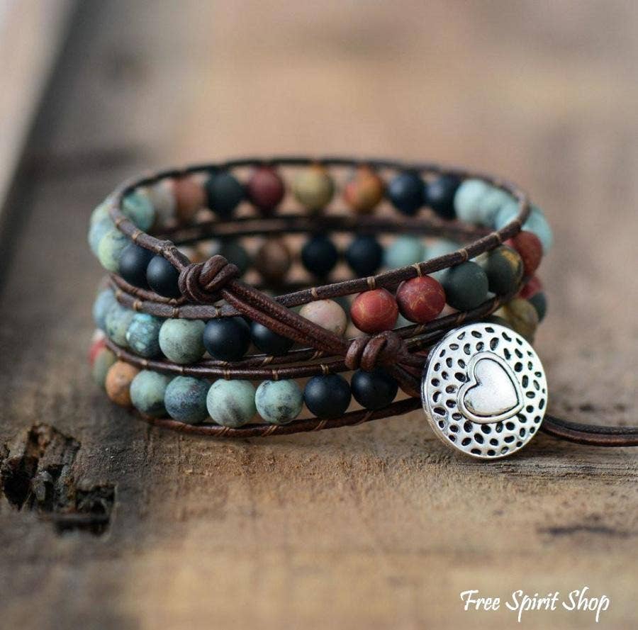 Natural Stone LOVE Wrap Bracelet