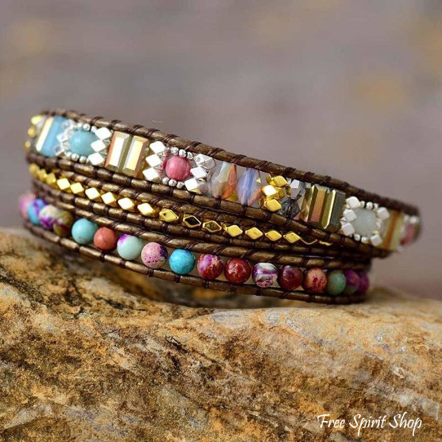 Purple Jasper Bronze Wrap Bracelet